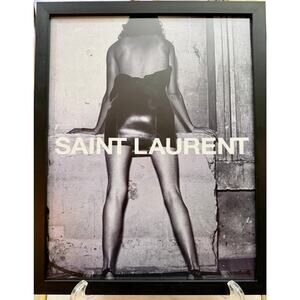 Saint Laurent Framed Fash Decor Print Black White Wall Art Plexiglass 15.25x12